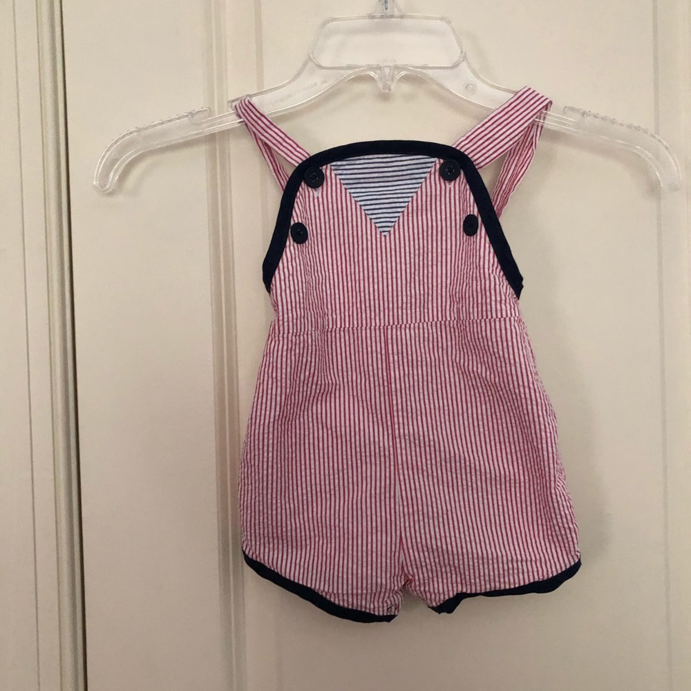 bella bliss Red and Navy Striped Toddler One-Piece Romper